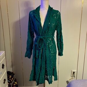 Torrid Green Lace Long Sleeve Robe
